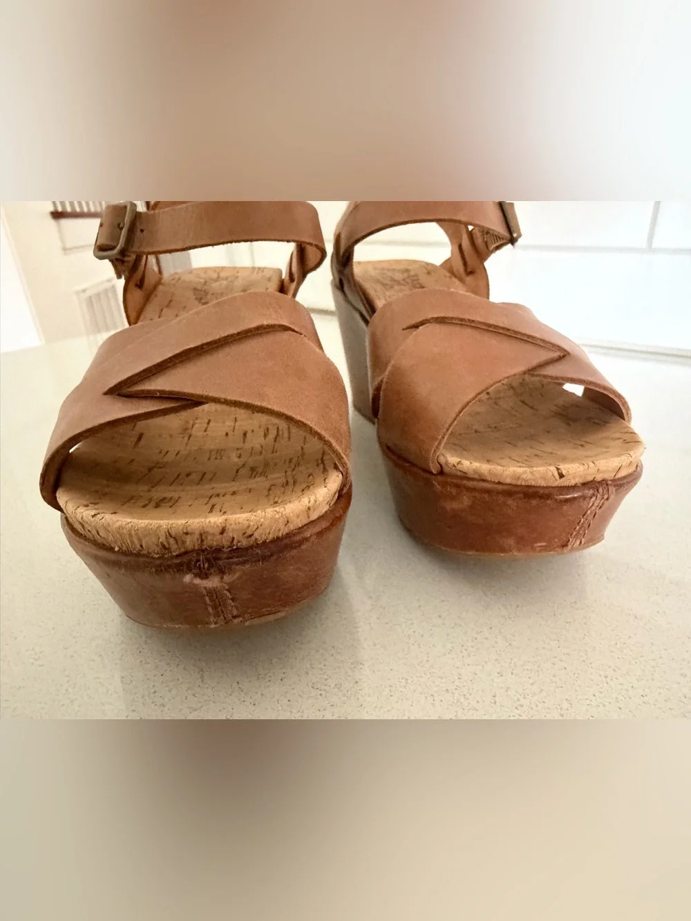 Kork Ease Ava 2.0 Platform Wedge Sandal Leather Retro Womens 8 Golden Sand Brown